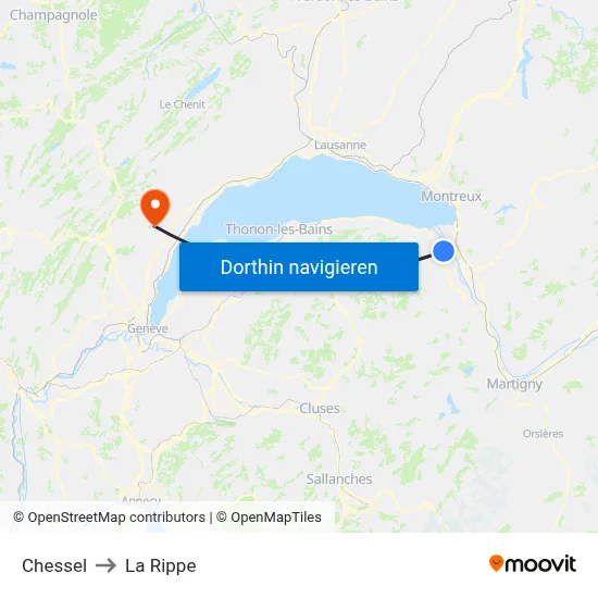 Chessel to La Rippe map