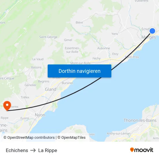 Echichens to La Rippe map