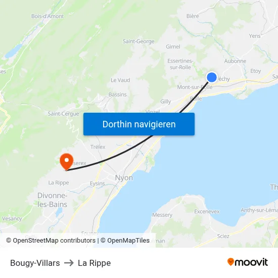 Bougy-Villars to La Rippe map