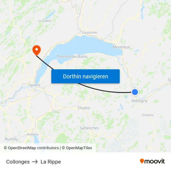 Collonges to La Rippe map