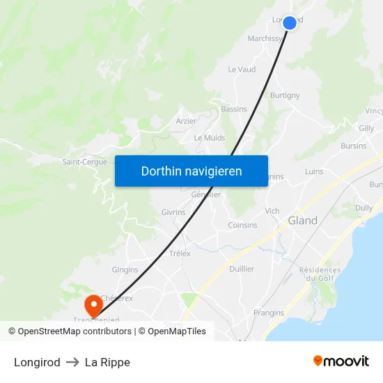 Longirod to La Rippe map