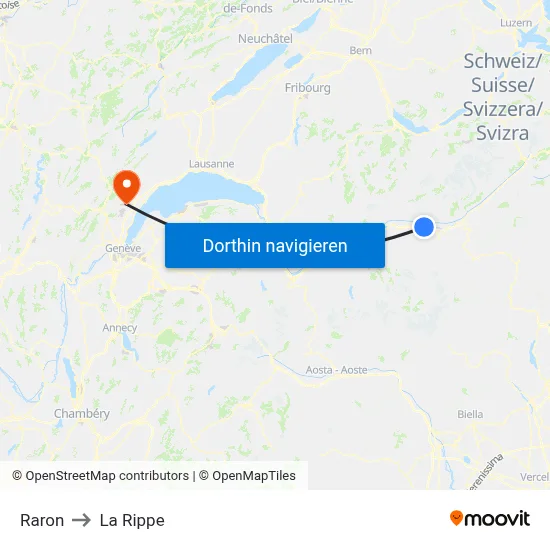 Raron to La Rippe map