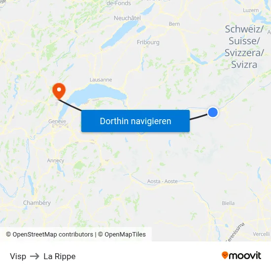 Visp to La Rippe map