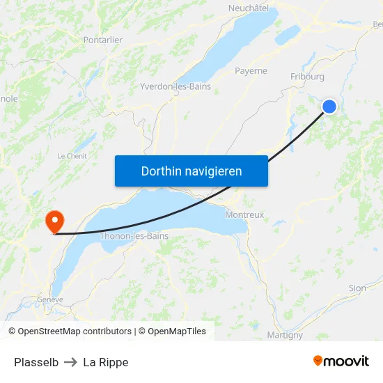 Plasselb to La Rippe map