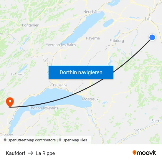 Kaufdorf to La Rippe map