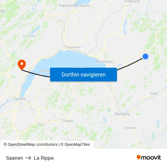 Saanen to La Rippe map