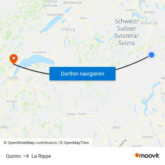 Quinto to La Rippe map