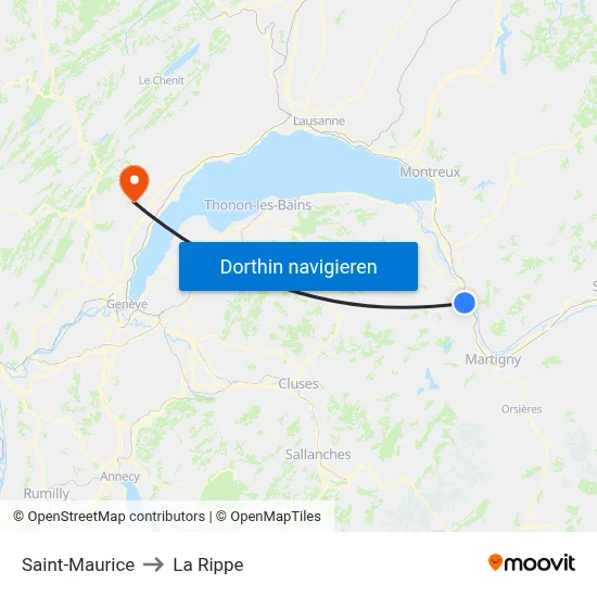 Saint-Maurice to La Rippe map