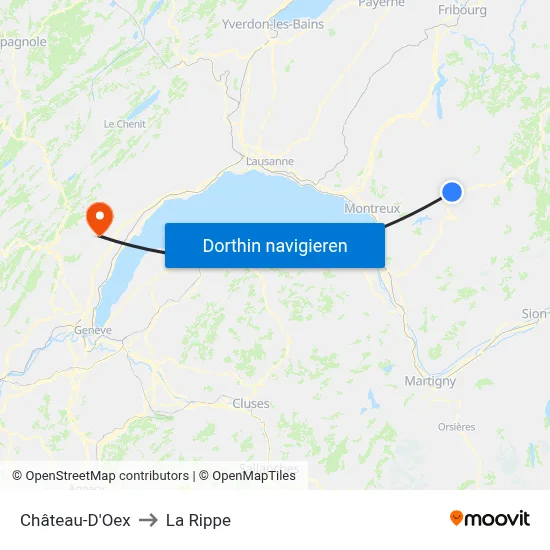 Château-D'Oex to La Rippe map