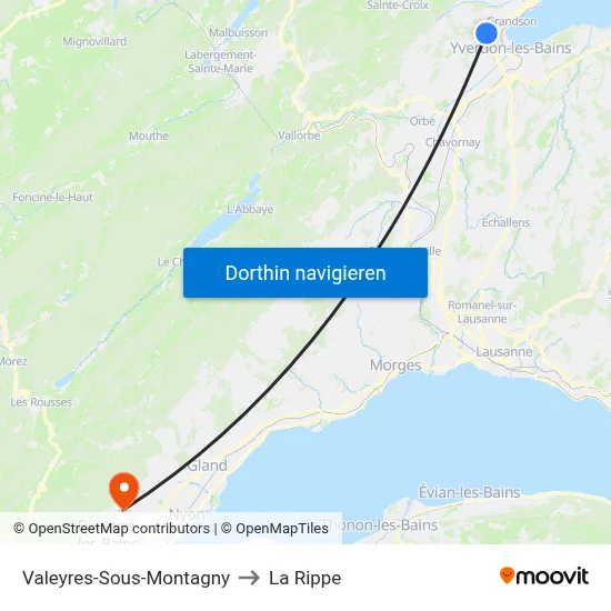 Valeyres-Sous-Montagny to La Rippe map