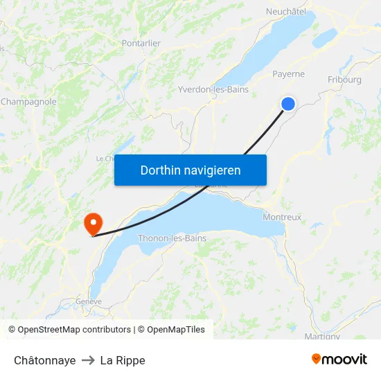 Châtonnaye to La Rippe map