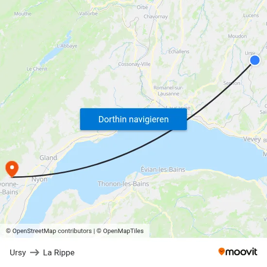 Ursy to La Rippe map