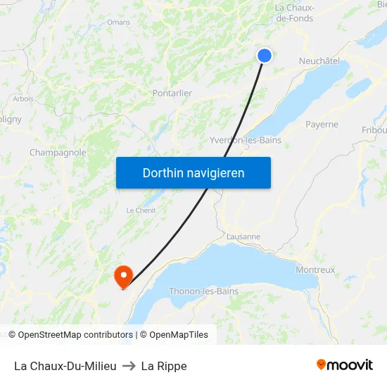 La Chaux-Du-Milieu to La Rippe map