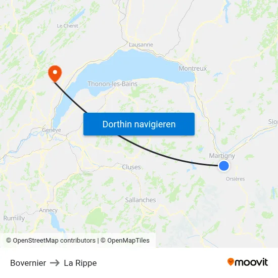 Bovernier to La Rippe map