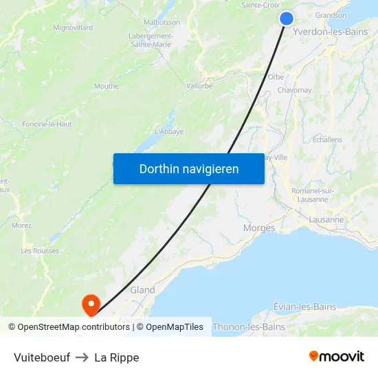 Vuiteboeuf to La Rippe map