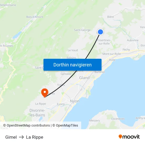 Gimel to La Rippe map