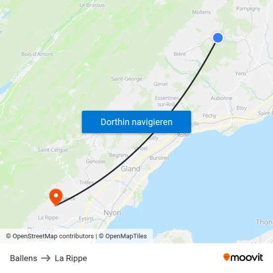 Ballens to La Rippe map
