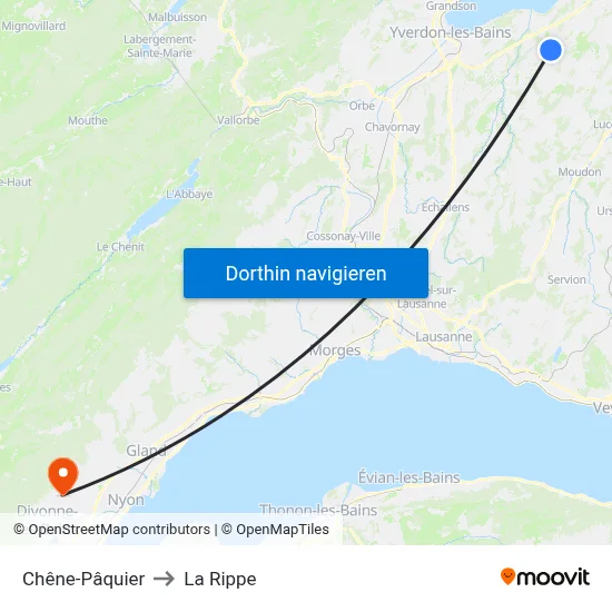 Chêne-Pâquier to La Rippe map