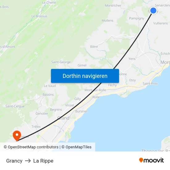 Grancy to La Rippe map