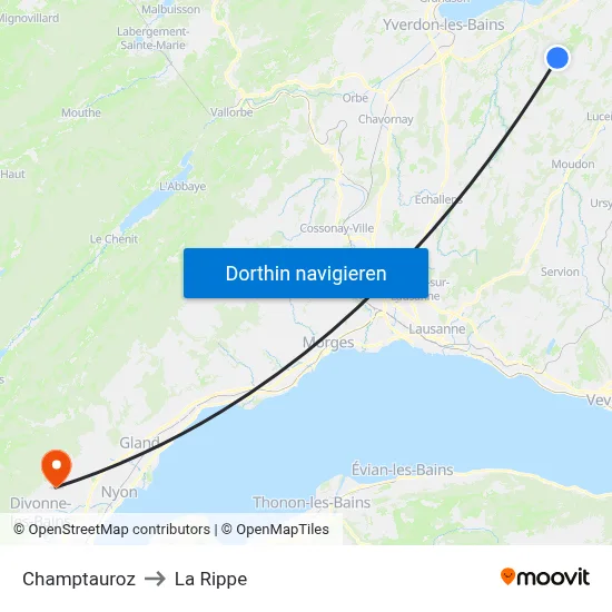 Champtauroz to La Rippe map