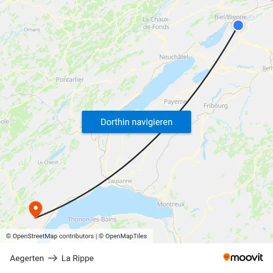 Aegerten to La Rippe map
