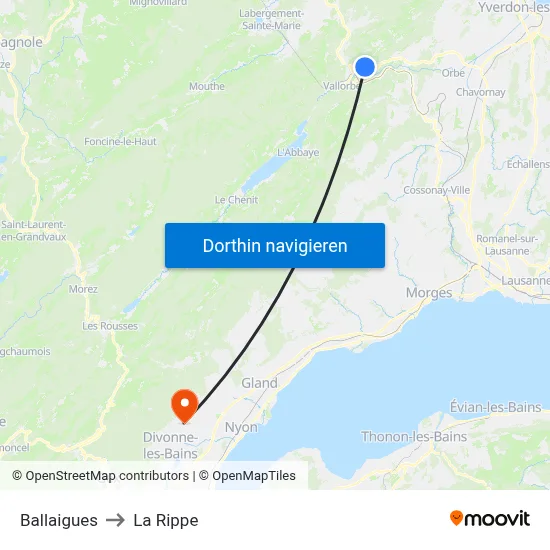 Ballaigues to La Rippe map