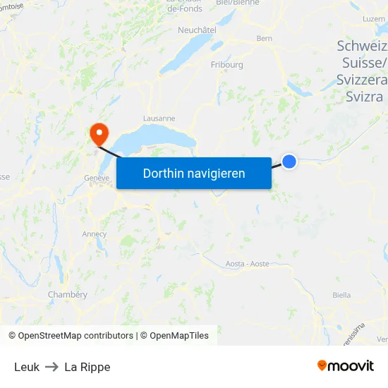 Leuk to La Rippe map