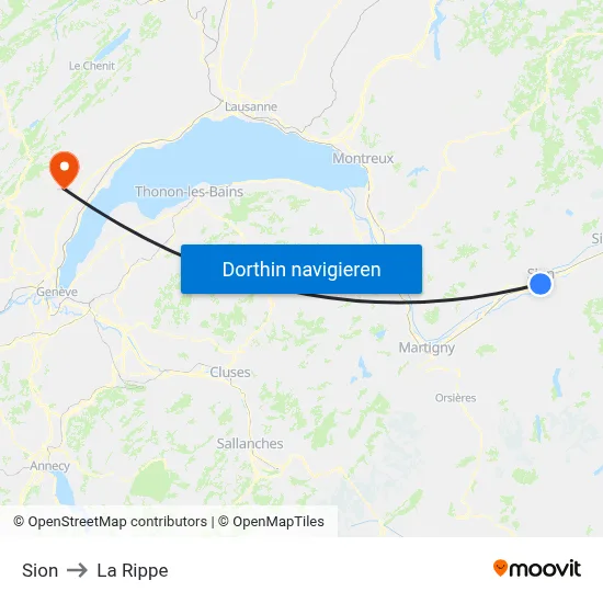 Sion to La Rippe map