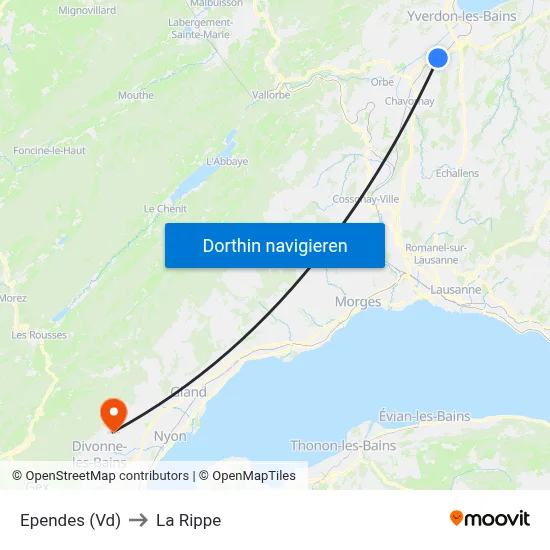 Ependes (Vd) to La Rippe map