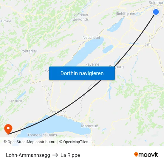 Lohn-Ammannsegg to La Rippe map