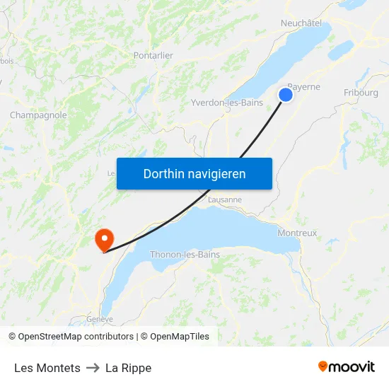 Les Montets to La Rippe map