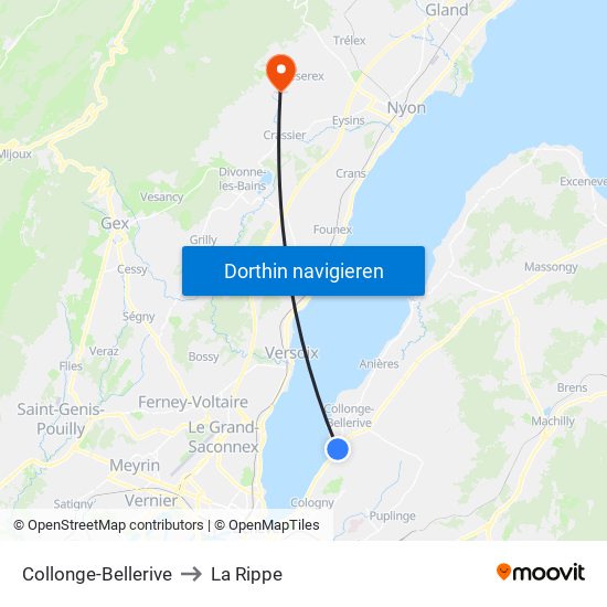 Collonge-Bellerive to La Rippe map