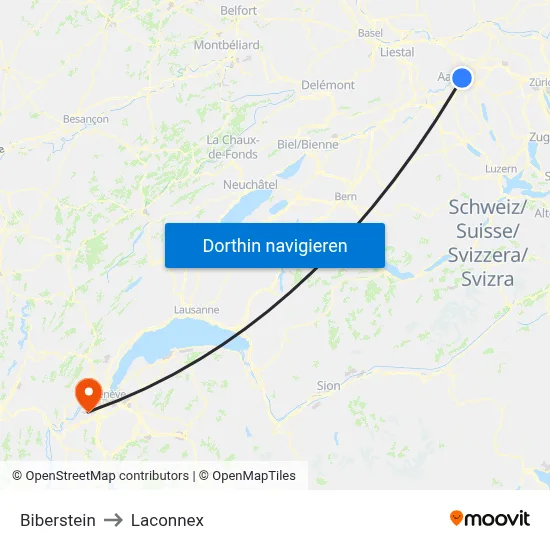 Biberstein to Laconnex map