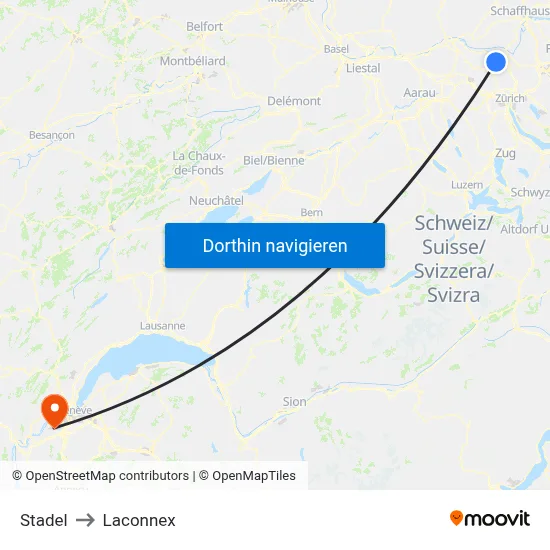 Stadel to Laconnex map