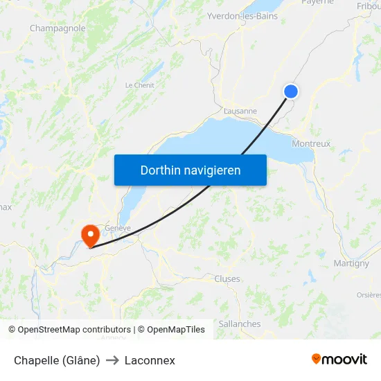 Chapelle (Glâne) to Laconnex map