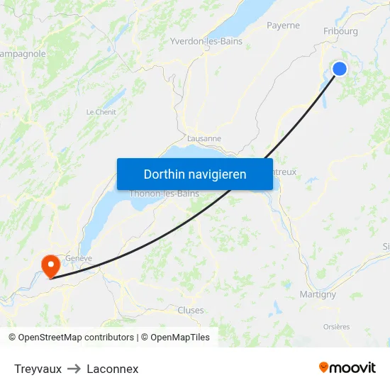 Treyvaux to Laconnex map