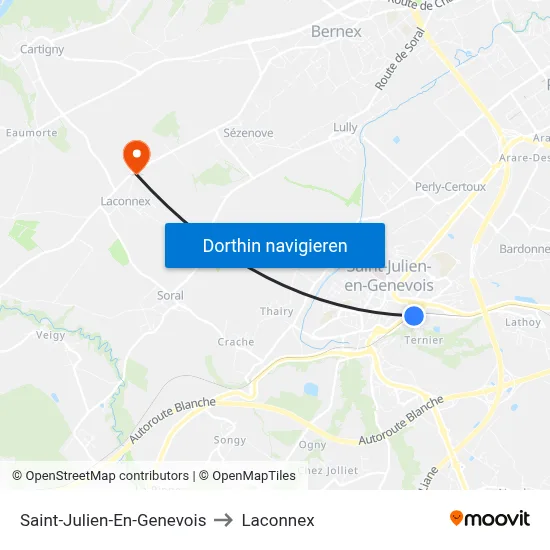 Saint-Julien-En-Genevois to Laconnex map