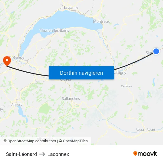 Saint-Léonard to Laconnex map