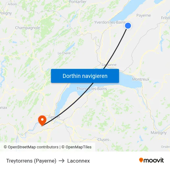 Treytorrens (Payerne) to Laconnex map
