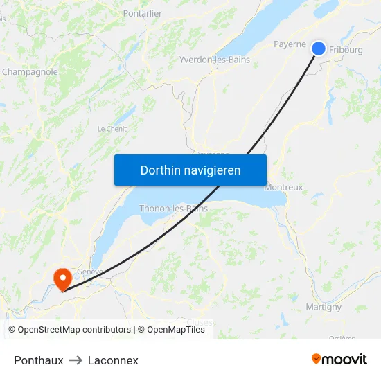 Ponthaux to Laconnex map