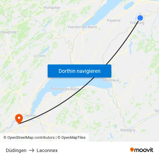 Düdingen to Laconnex map