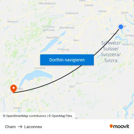 Cham to Laconnex map
