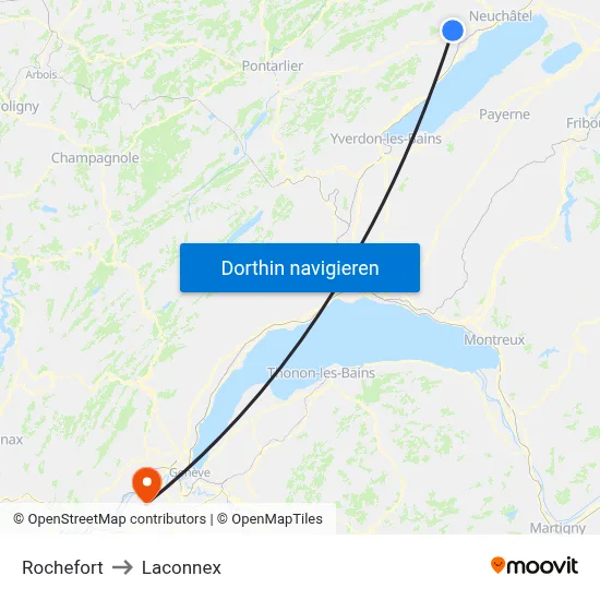 Rochefort to Laconnex map
