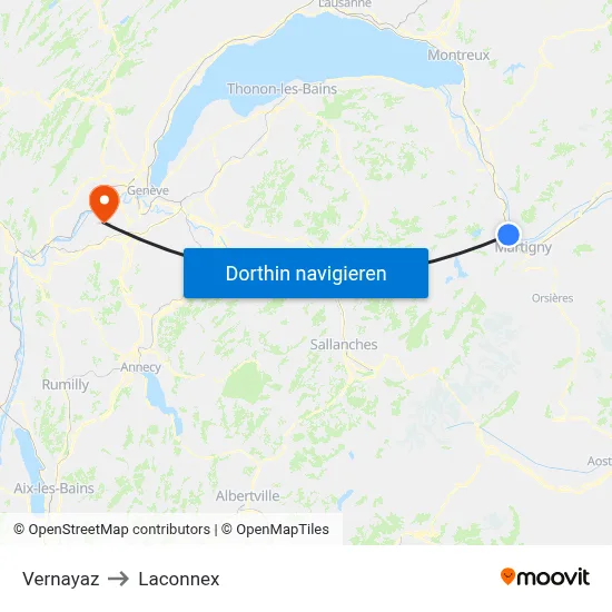 Vernayaz to Laconnex map