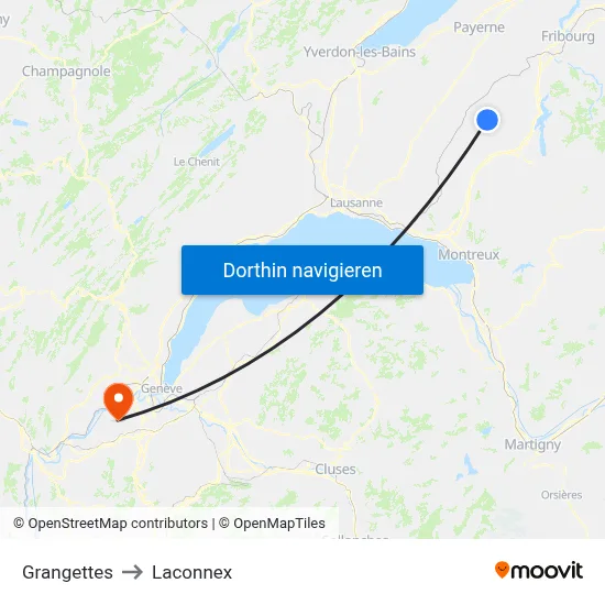 Grangettes to Laconnex map