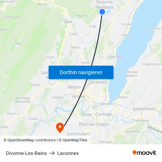 Divonne-Les-Bains to Laconnex map