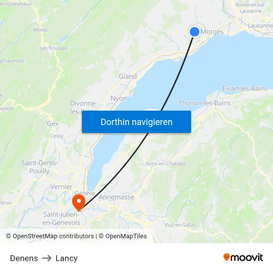Denens to Lancy map