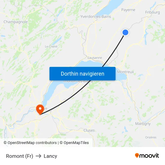 Romont (Fr) to Lancy map