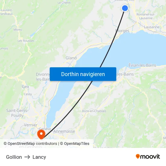 Gollion to Lancy map