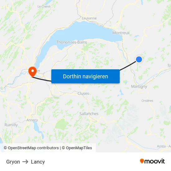 Gryon to Lancy map